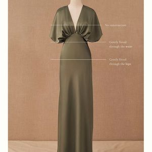 BHLDN Leila Deep-V Flutter-Sleeve Satin A-Line Gown